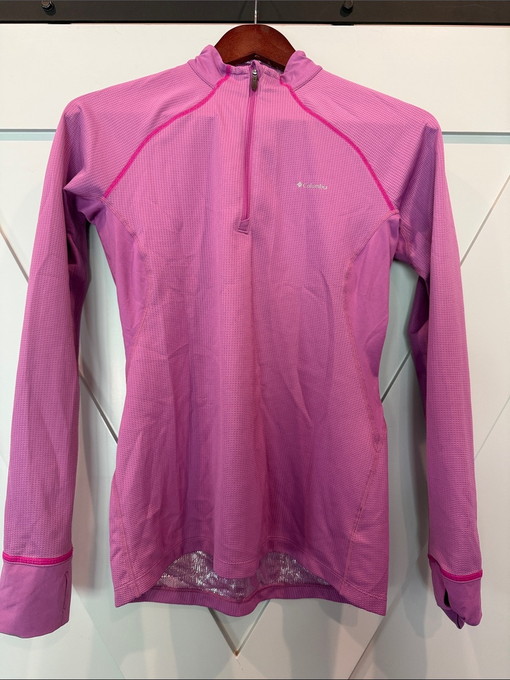 Columbia Women’s Pink Long-Sleeve Swim Top with Half-Zip